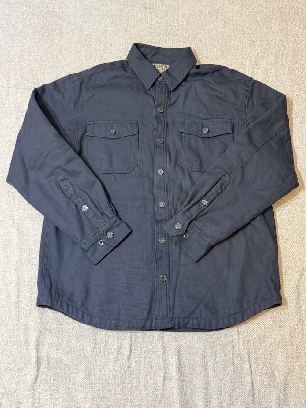 Duluth Trading Co Fleece Lined Shirt Jacket L Navy Workwear Gorpcore Shacket